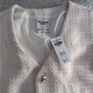 Abercrombie & Fitch Cream tweed Textured Blazer dress Size Large TALL